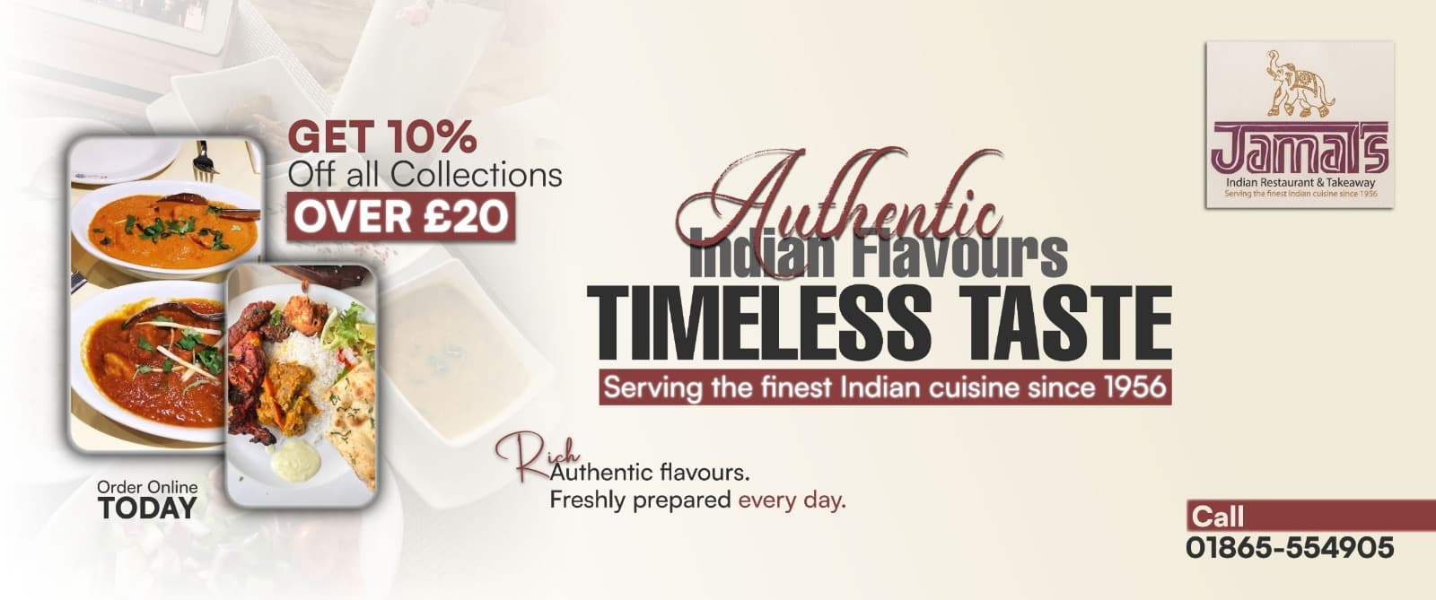 Jamal's Indian Restaurant food and brand banner