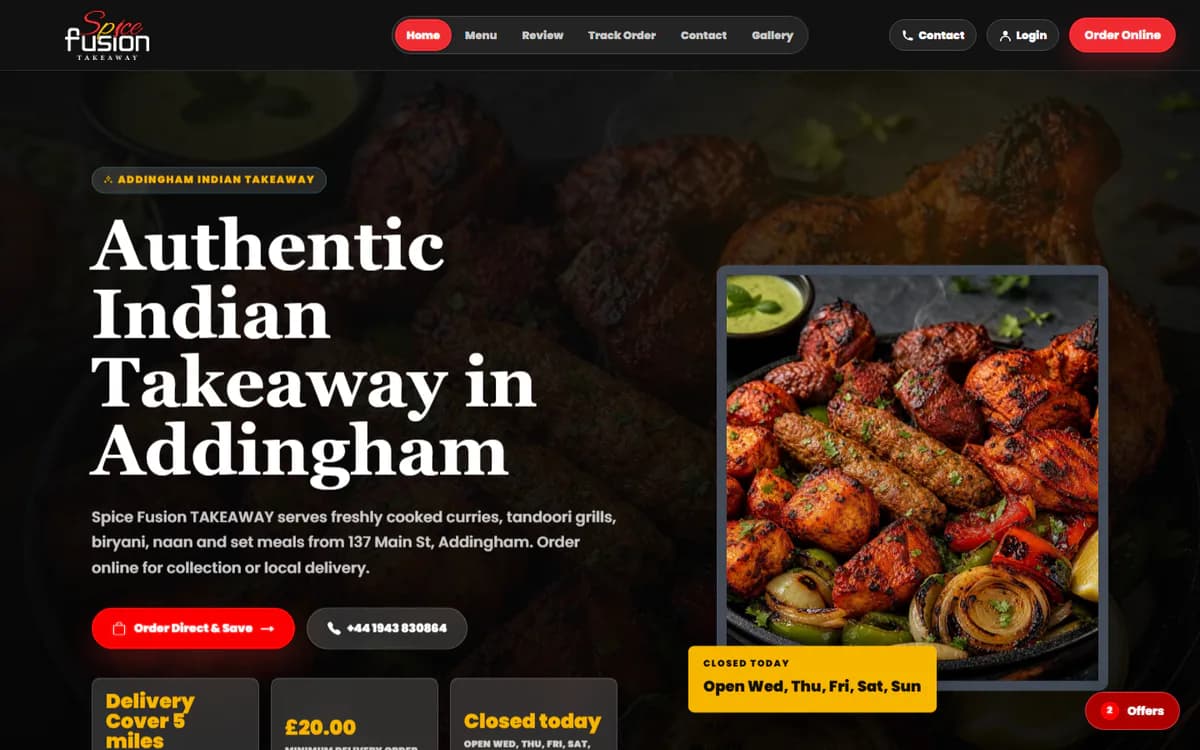 Spice Fusion OrderDaily website preview